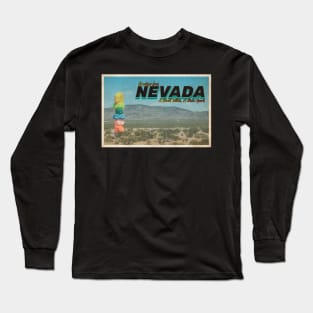 Greetings from Nevada - Vintage Travel Postcard Design Long Sleeve T-Shirt